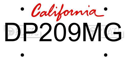 DP209MG California License Plate