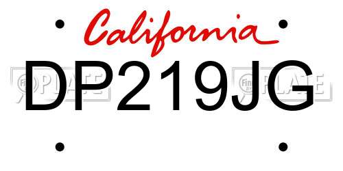DP219JG California License Plate