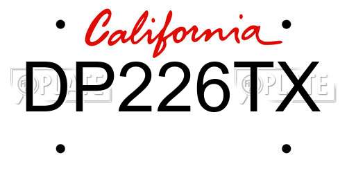 DP226TX California License Plate