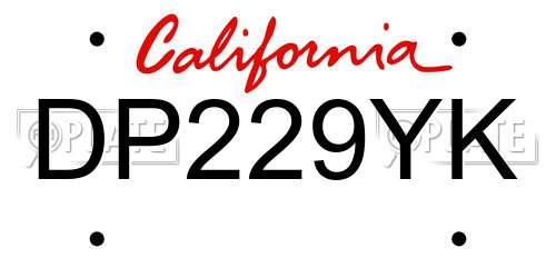 DP229YK California License Plate