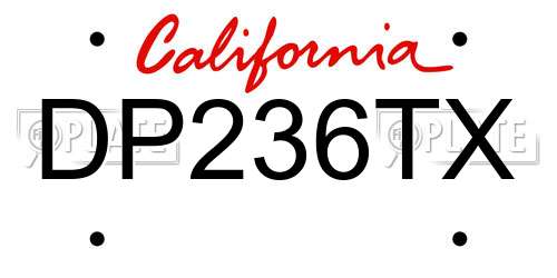 DP236TX California License Plate