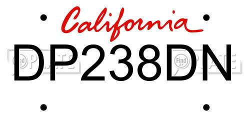 DP238DN California License Plate