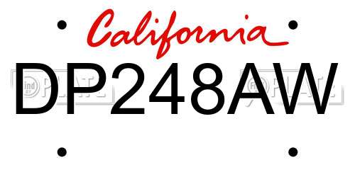 DP248AW California License Plate