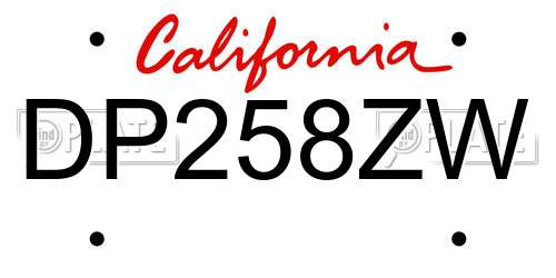DP258ZW California License Plate