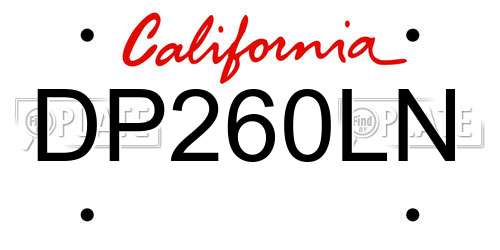 DP260LN California License Plate