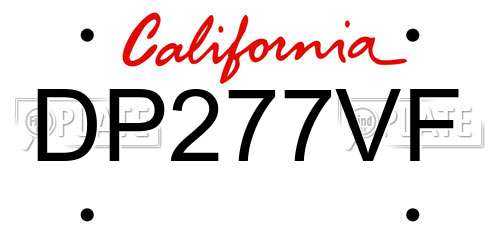 DP277VF California License Plate