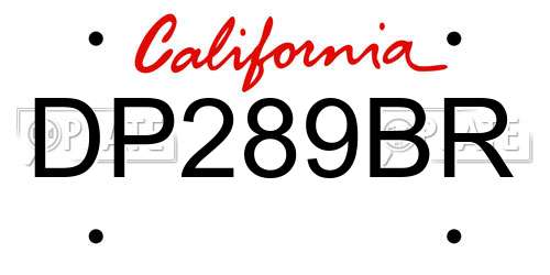 DP289BR California License Plate