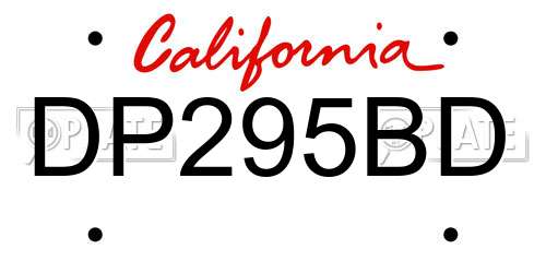 DP295BD California License Plate