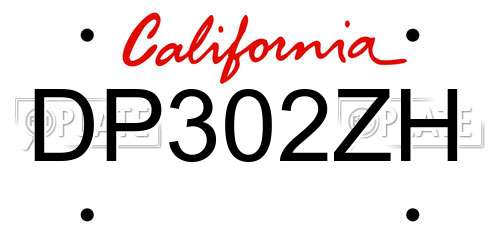 DP302ZH California License Plate
