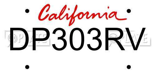 DP303RV California License Plate