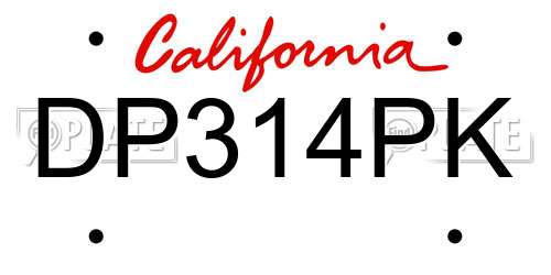 DP314PK California License Plate