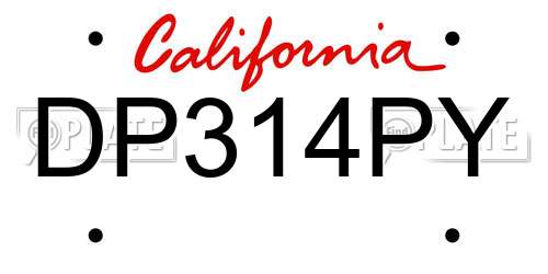 DP314PY California License Plate