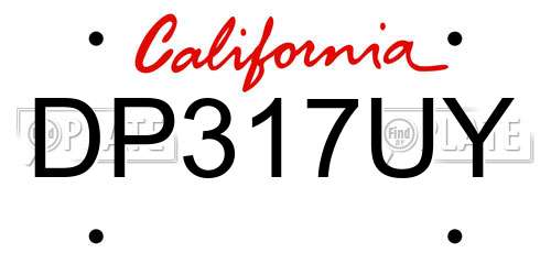 DP317UY California License Plate