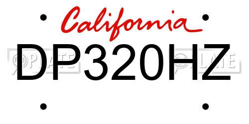 DP320HZ California License Plate