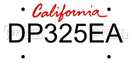 DP325EA California License Plate