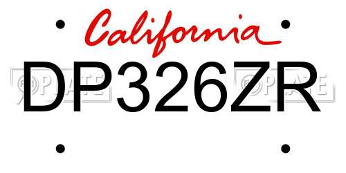 DP326ZR California License Plate