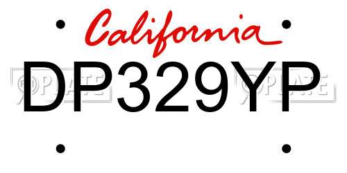 DP329YP California License Plate