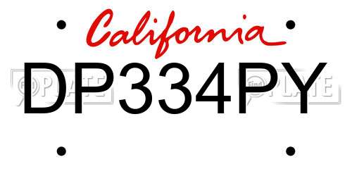 DP334PY California License Plate