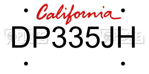 DP335JH California License Plate