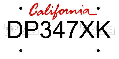 DP347XK California License Plate