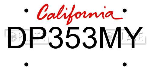 DP353MY California License Plate