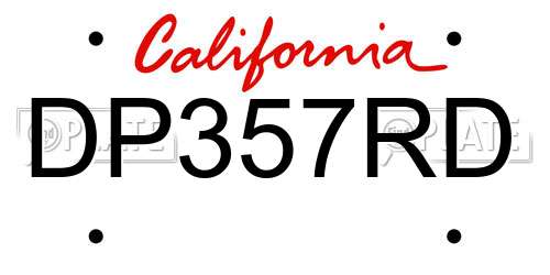 DP357RD California License Plate