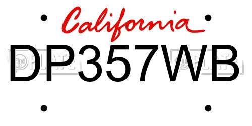 DP357WB California License Plate