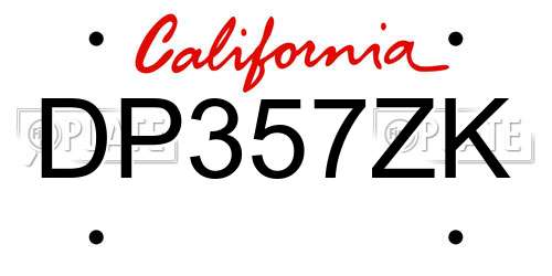 DP357ZK California License Plate