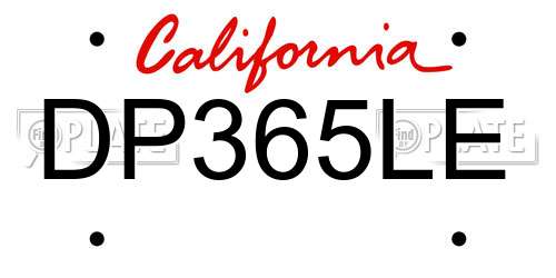 DP365LE California License Plate