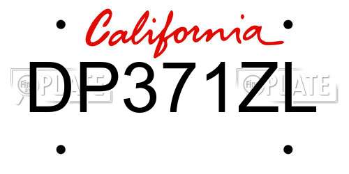 DP371ZL California License Plate