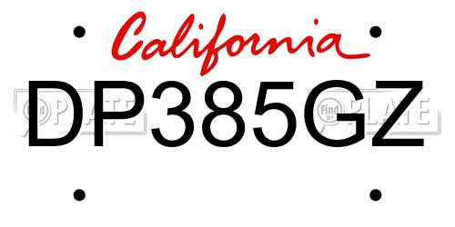 DP385GZ California License Plate