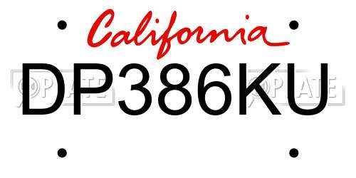 DP386KU California License Plate