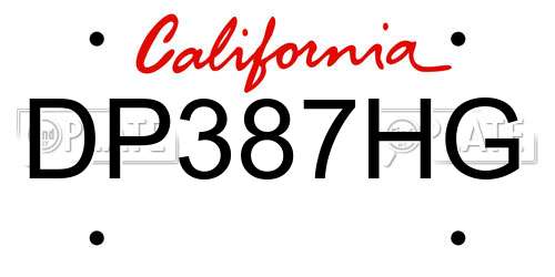 DP387HG California License Plate