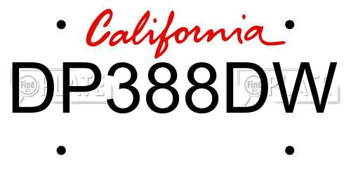 DP388DW California License Plate