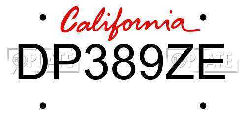 DP389ZE California License Plate