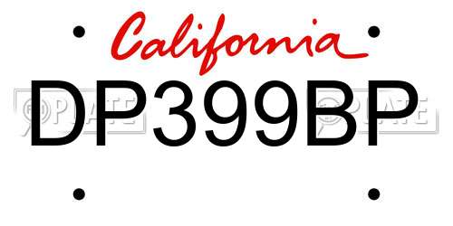 DP399BP California License Plate