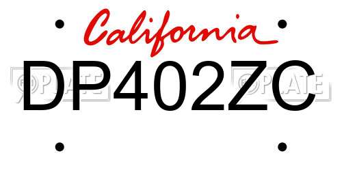 DP402ZC California License Plate