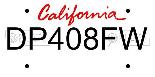DP408FW California License Plate