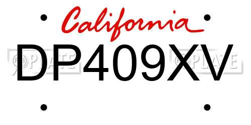 DP409XV California License Plate
