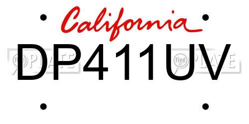 DP411UV California License Plate