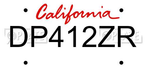 DP412ZR California License Plate