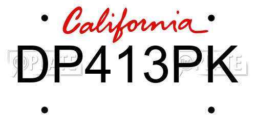 DP413PK California License Plate