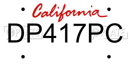 DP417PC California License Plate