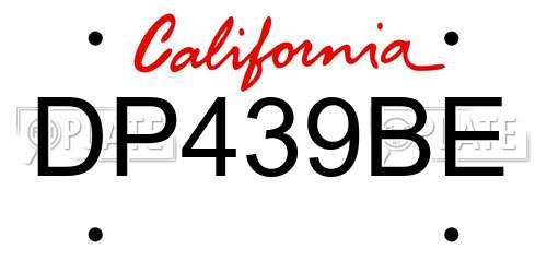 DP439BE California License Plate