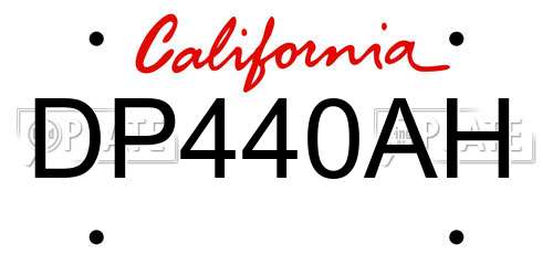 DP440AH California License Plate