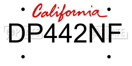 DP442NF California License Plate