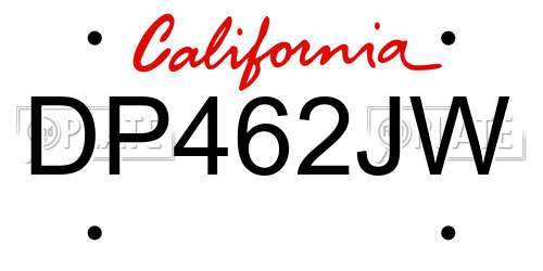 DP462JW California License Plate