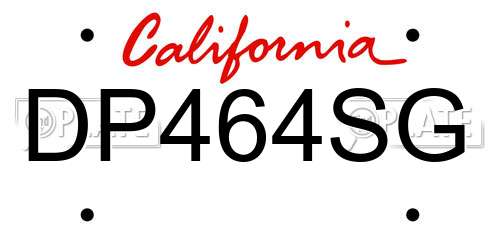 DP464SG California License Plate