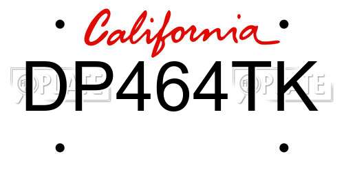 DP464TK California License Plate