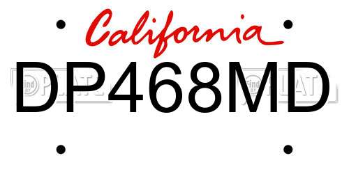 DP468MD California License Plate